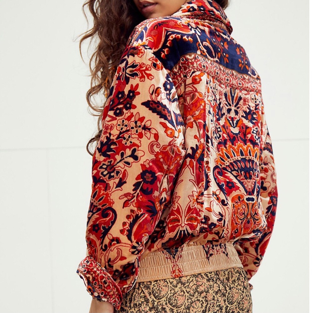 Free People Bailey Velvet Moto Jacket